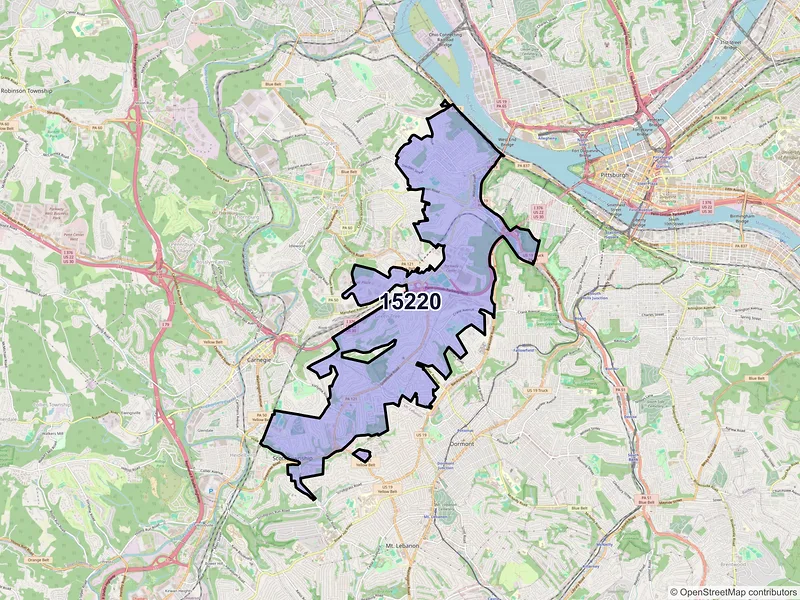 Map of ZIP Code 15220 — Pittsburgh, PA