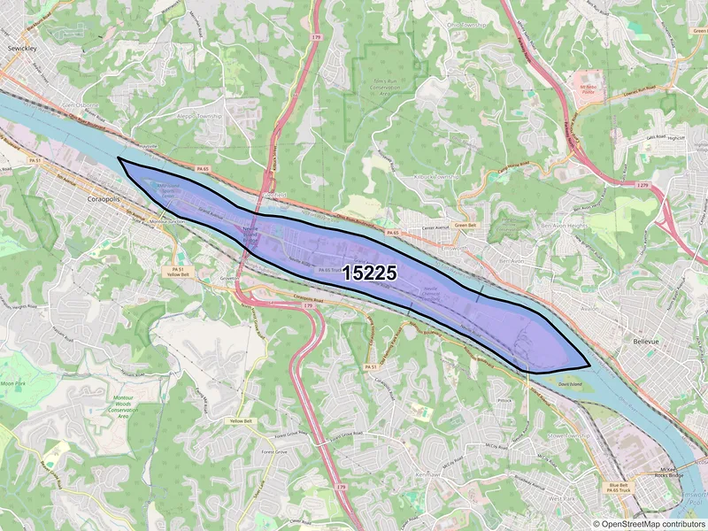 Map of ZIP Code 15225 — Pittsburgh, PA