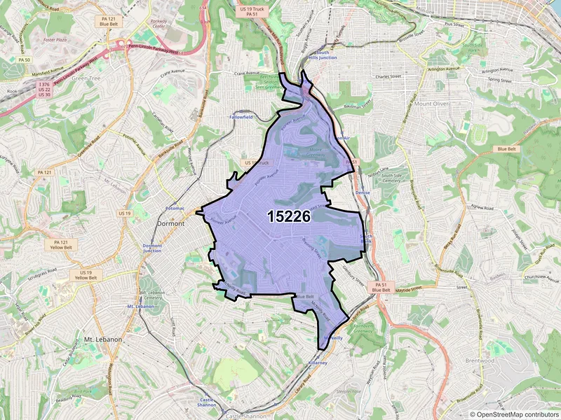 Map of ZIP Code 15226 — Pittsburgh, PA