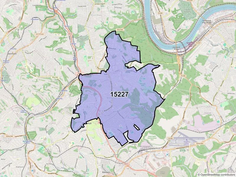 Map of ZIP Code 15227 — Pittsburgh, PA