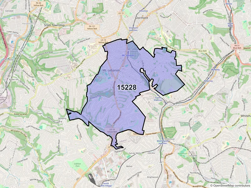 Map of ZIP Code 15228 — Pittsburgh, PA
