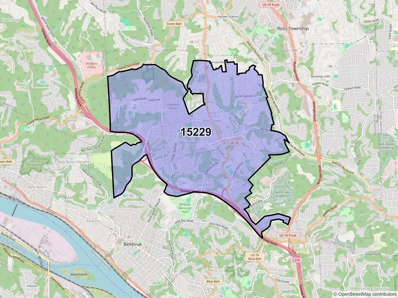 Map of ZIP Code 15229 — Pittsburgh, PA