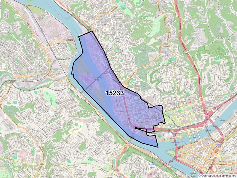 Map of ZIP Code 15233 — Pittsburgh, PA