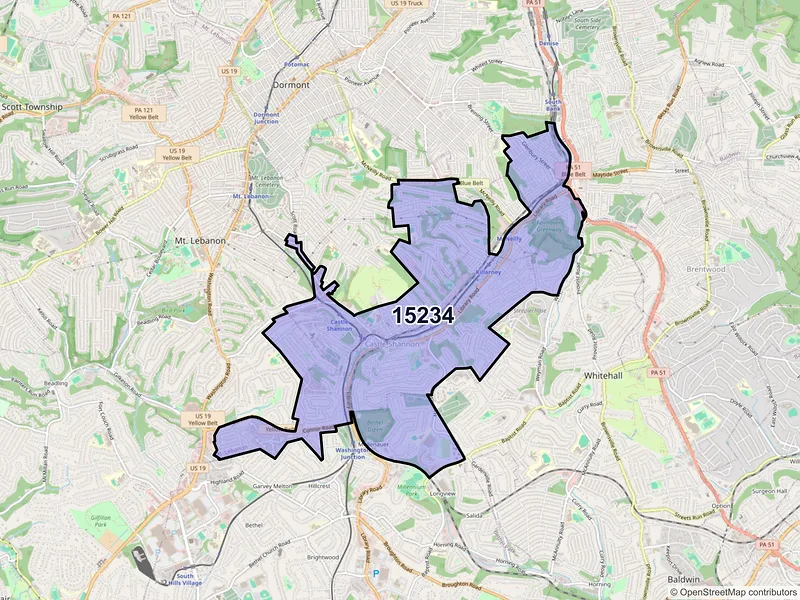 Map of ZIP Code 15234 — Pittsburgh, PA