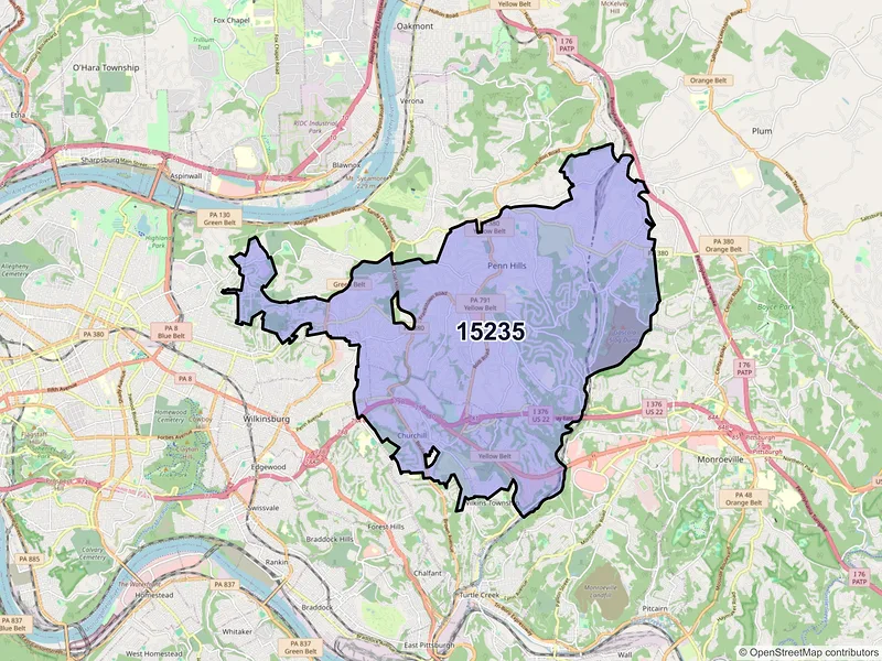 Map of ZIP Code 15235 — Pittsburgh, PA