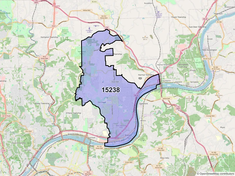 Map of ZIP Code 15238 — Pittsburgh, PA