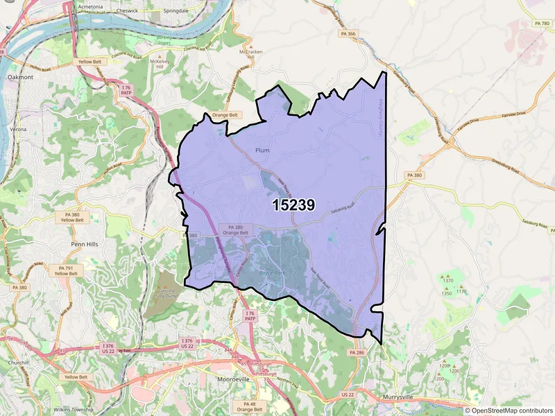 Map of ZIP Code 15239 — Pittsburgh, PA