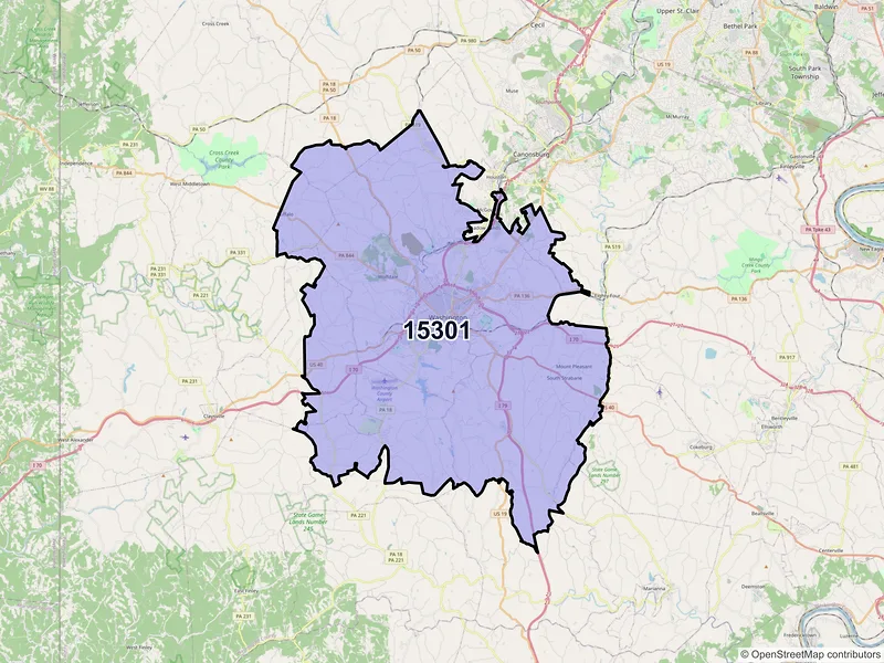 Map of ZIP Code 15301 — Washington, PA