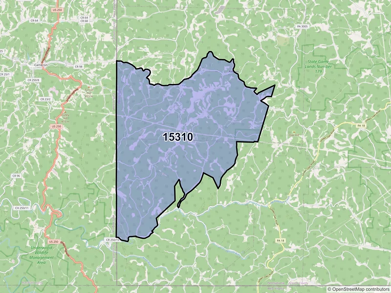 Map of ZIP Code 15310 — Aleppo, PA