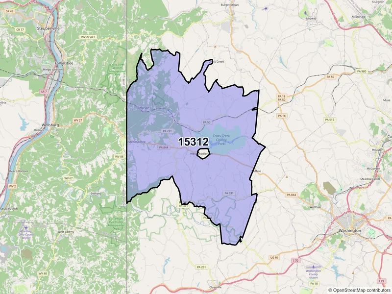 Map of Avella, Pennsylvania and ZIP codes
