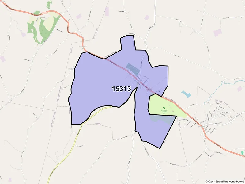 Map of Beallsville, Pennsylvania and ZIP codes