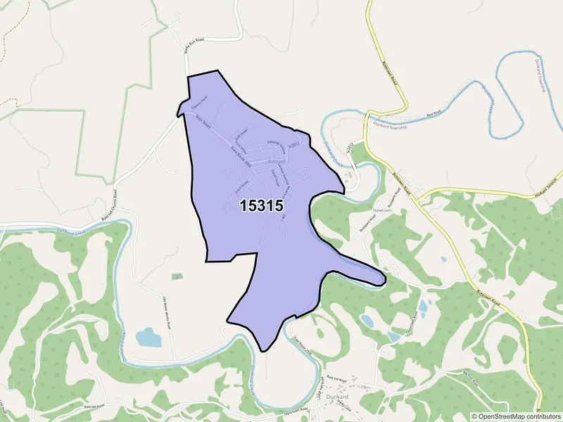 Map of Bobtown, Pennsylvania and ZIP codes