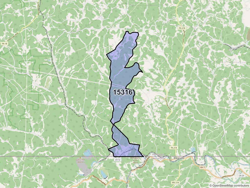 Map of Brave, Pennsylvania and ZIP codes