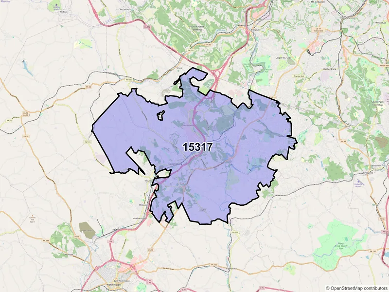 Map of ZIP Code 15317 — Canonsburg, PA