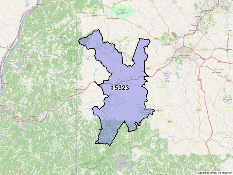 Map of ZIP Code 15323 — Claysville, PA