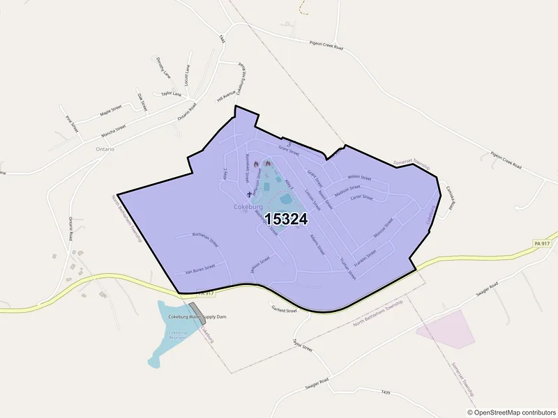 Map of Cokeburg, Pennsylvania and ZIP codes