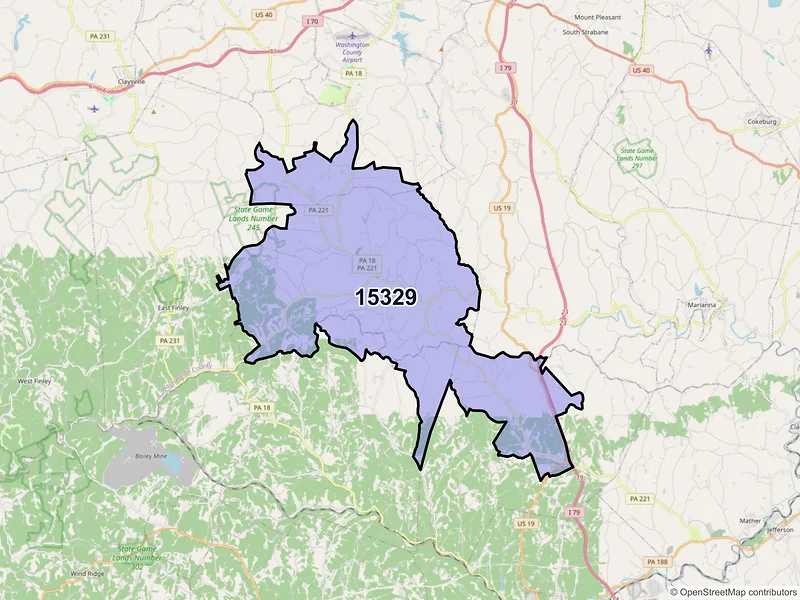 Map of ZIP Code 15329 — Prosperity, PA