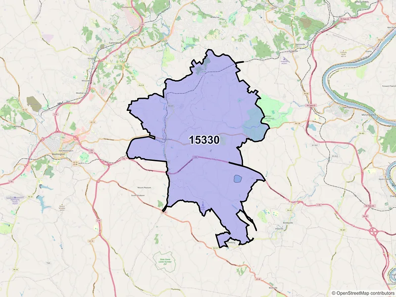 Map of ZIP Code 15330 — Eighty Four, PA