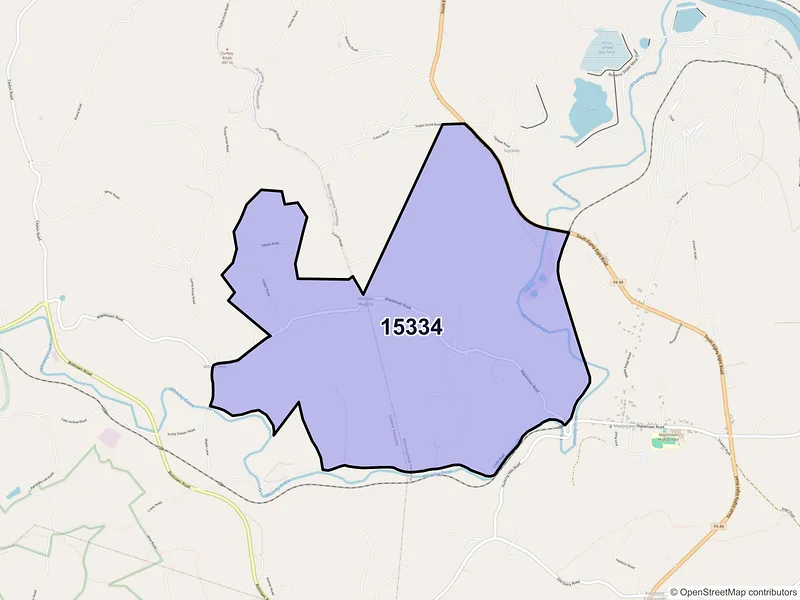 Map of ZIP Code 15334 — Garards Fort, PA