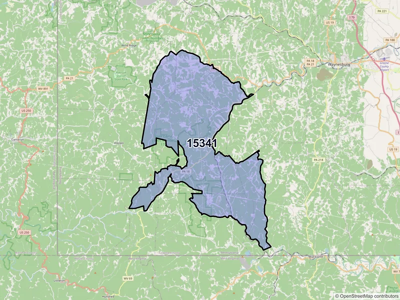 Map of ZIP Code 15341 — Holbrook, PA