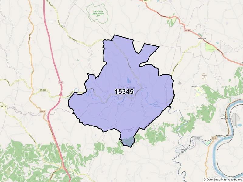 Map of Marianna, Pennsylvania and ZIP codes