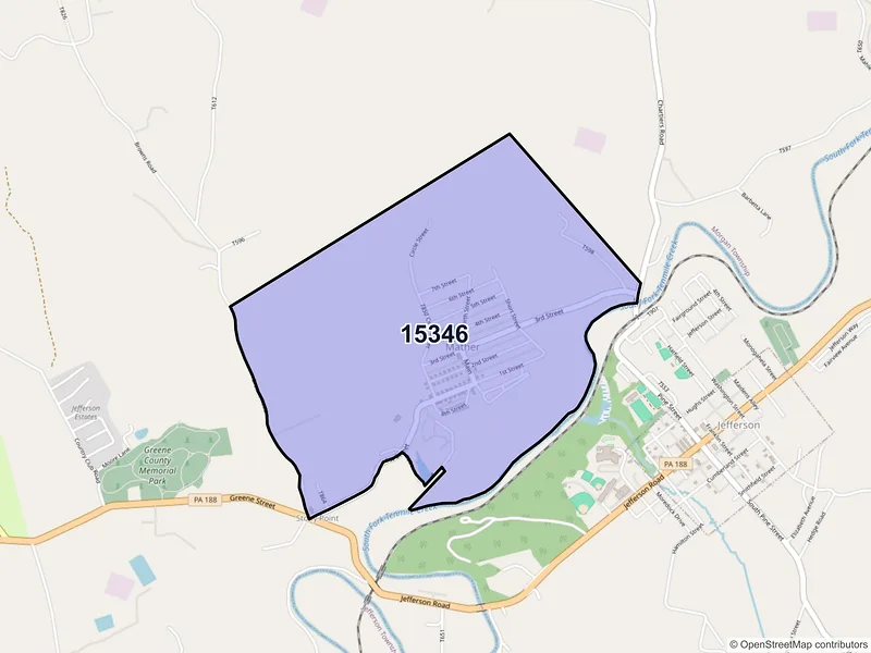Map of Mather, Pennsylvania and ZIP codes