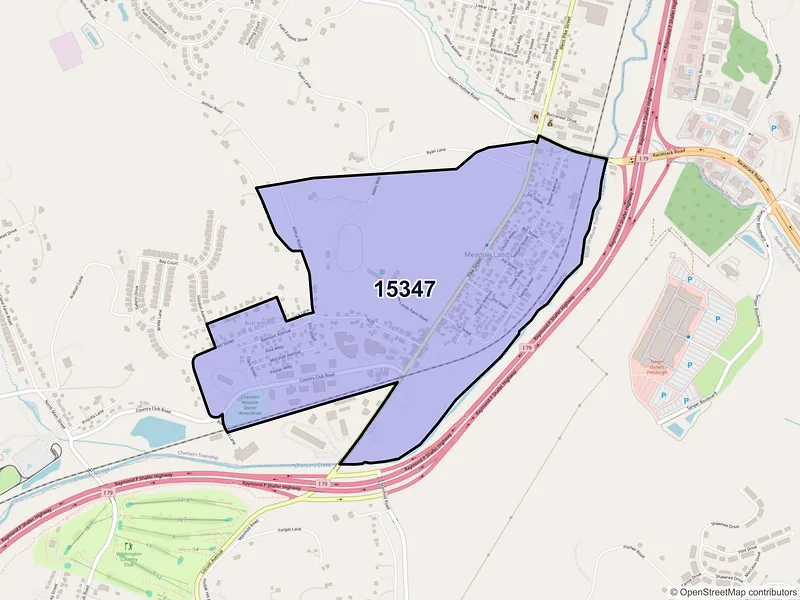 Map of Meadow Lands, Pennsylvania and ZIP codes