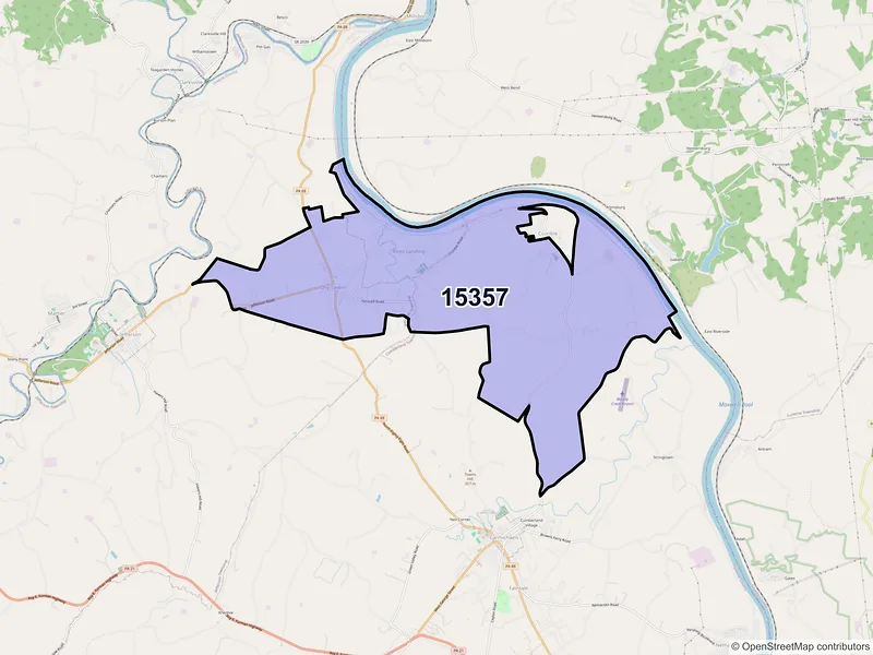 Map of ZIP Code 15357 — Rices Landing, PA