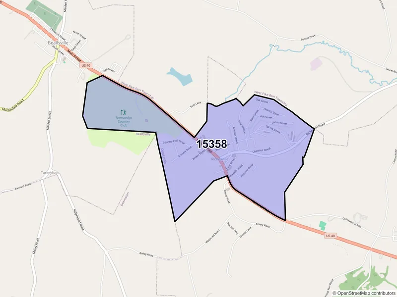 Map of Richeyville, Pennsylvania and ZIP codes