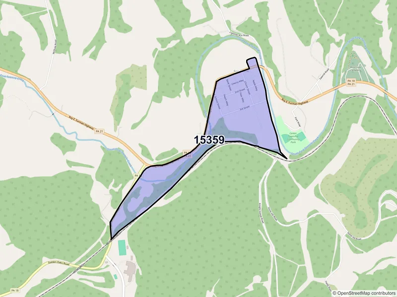 Map of ZIP Code 15359 — Rogersville, PA