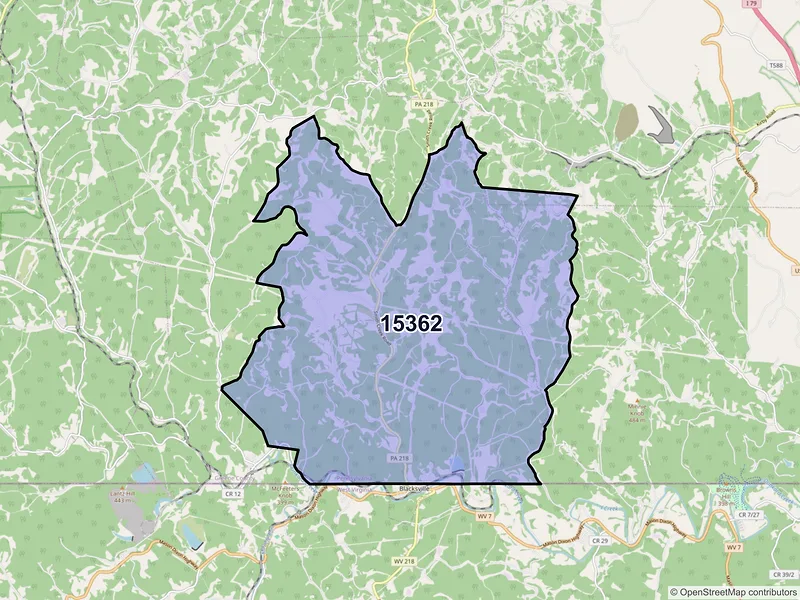 Map of Spraggs, Pennsylvania and ZIP codes