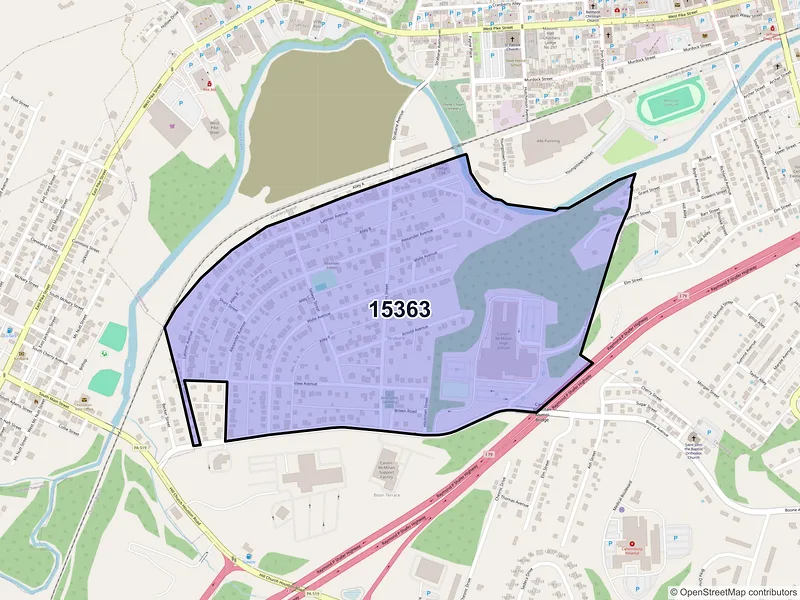 Map of ZIP Code 15363 — Strabane, PA