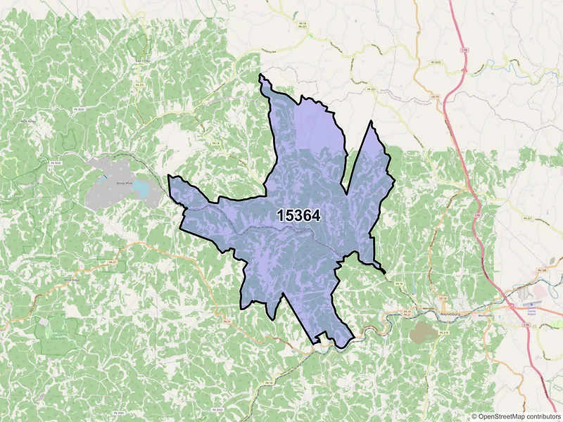 Map of ZIP Code 15364 — Sycamore, PA