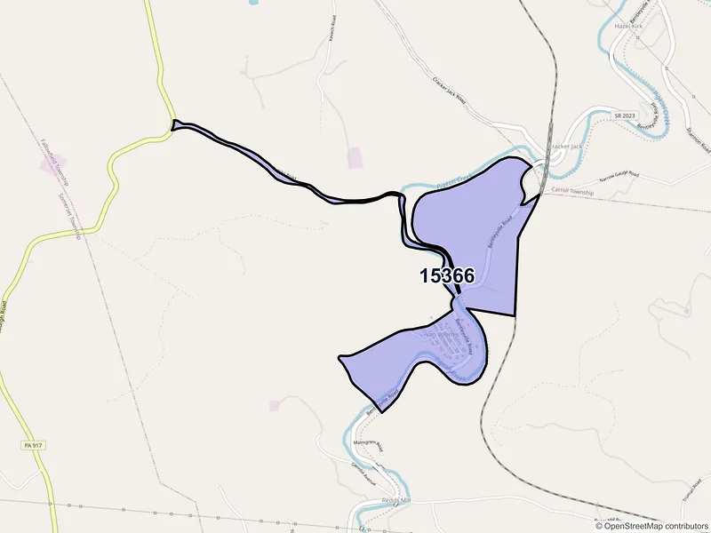 Map of Van Voorhis, Pennsylvania and ZIP codes
