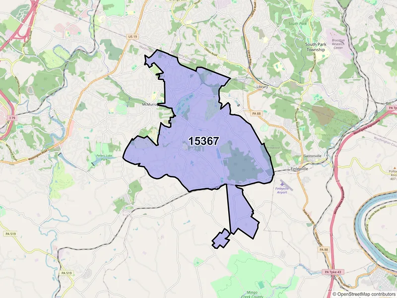 Map of ZIP Code 15367 — Venetia, PA