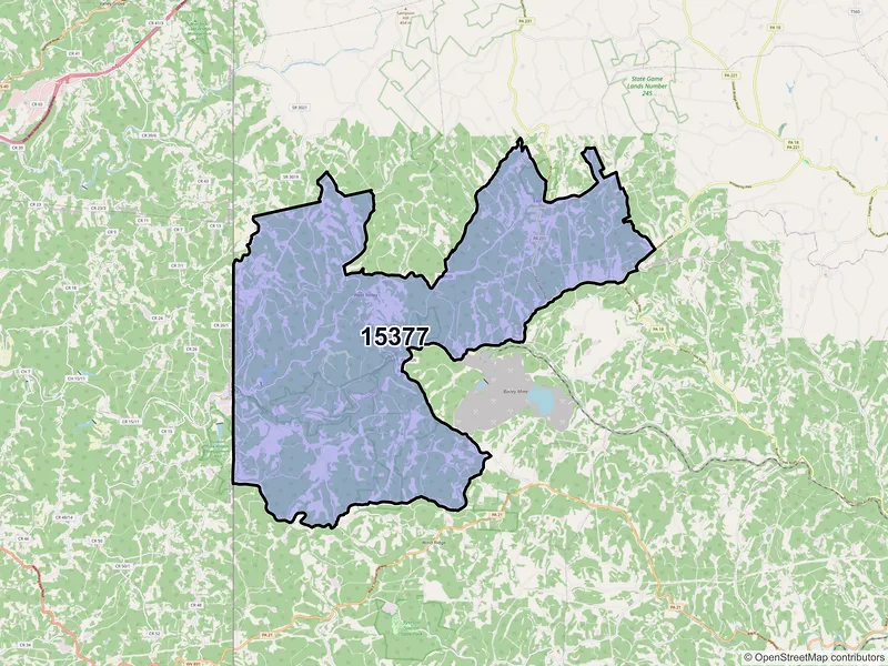Map of ZIP Code 15377 — West Finley, PA