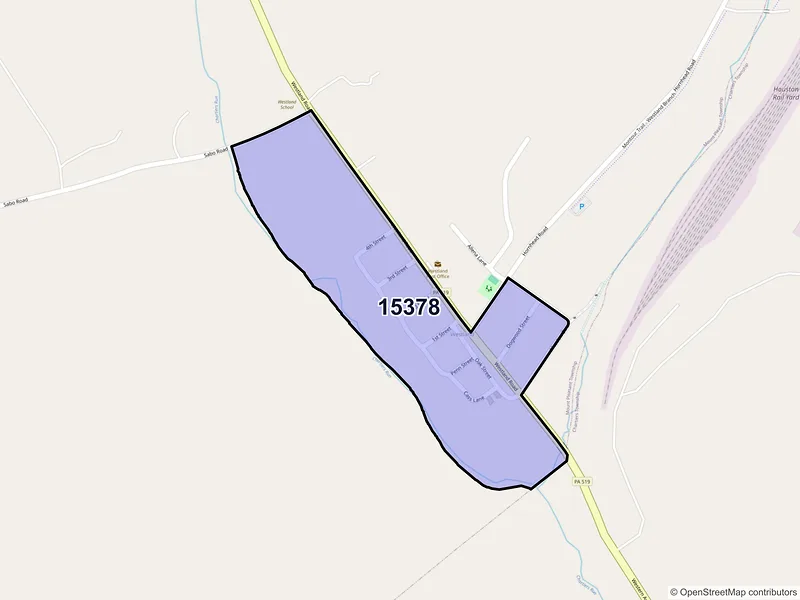 Map of Westland, Pennsylvania and ZIP codes