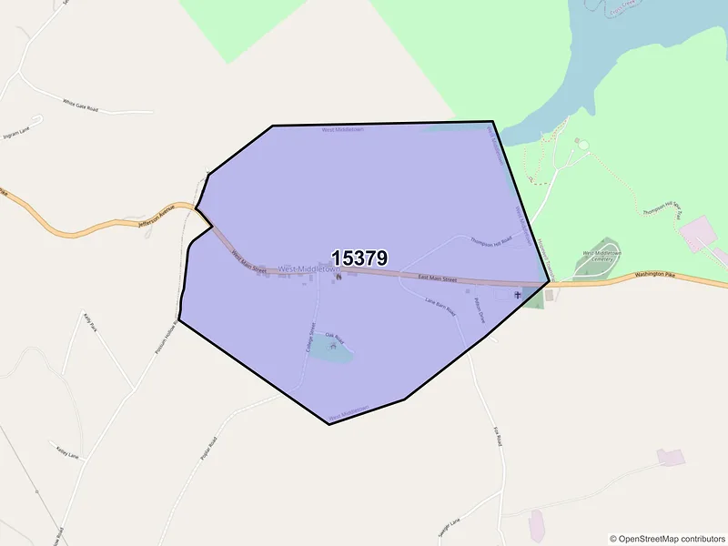 Map of West Middletown, Pennsylvania and ZIP codes