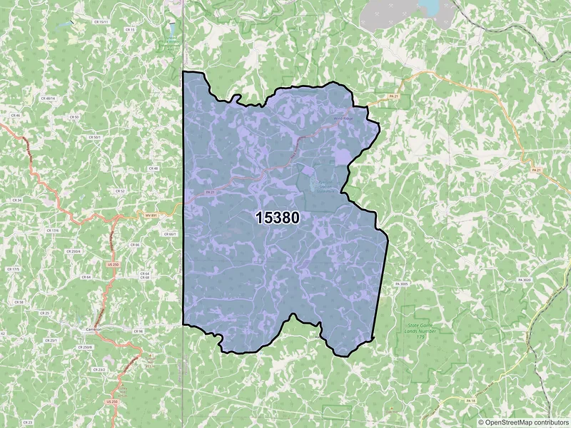 Map of Wind Ridge, Pennsylvania and ZIP codes