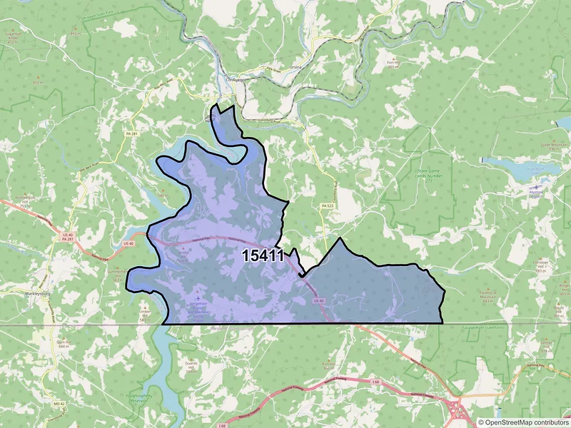 Map of ZIP Code 15411 — Addison, PA