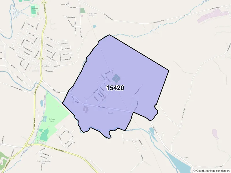 Map of Cardale, Pennsylvania and ZIP codes