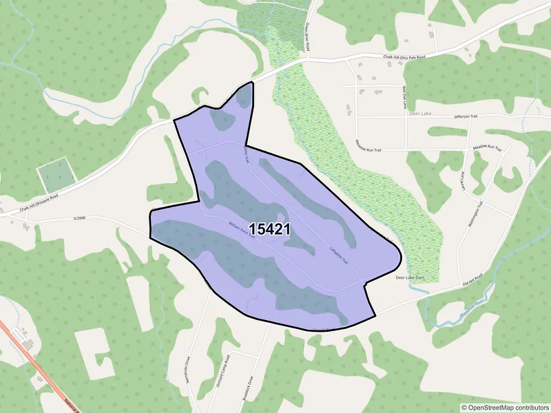 Map of Chalk Hill, Pennsylvania and ZIP codes