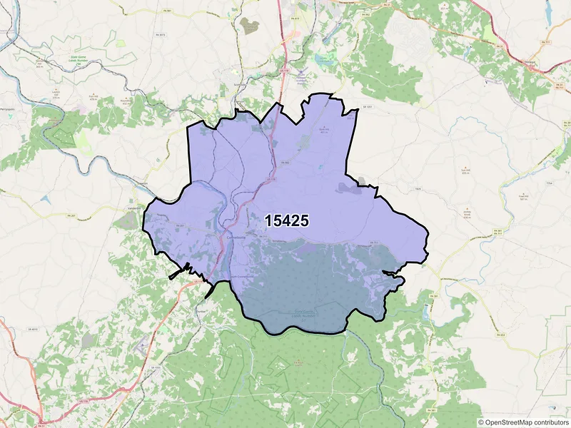 Map of ZIP Code 15425 — Connellsville, PA