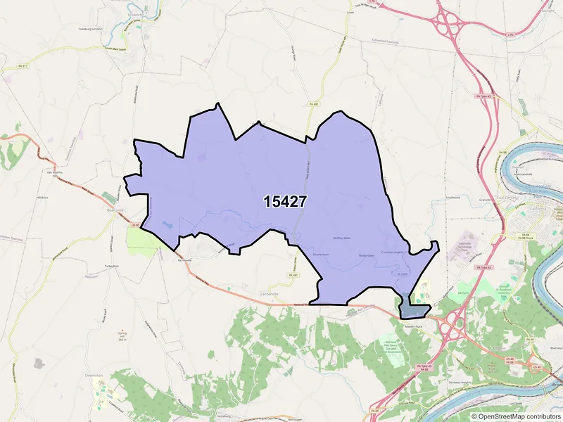 Map of ZIP Code 15427 — Daisytown, PA