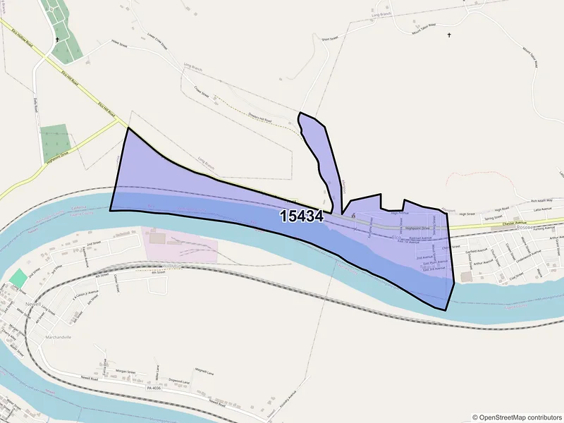 Map of Elco, Pennsylvania and ZIP codes