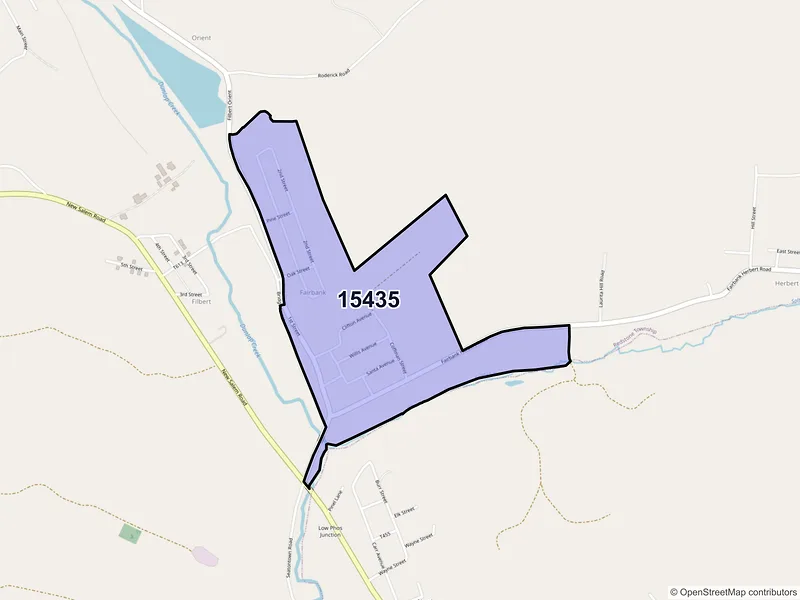 Map of Fairbank, Pennsylvania and ZIP codes