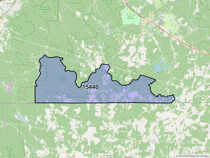 Map of Gibbon Glade, Pennsylvania and ZIP codes