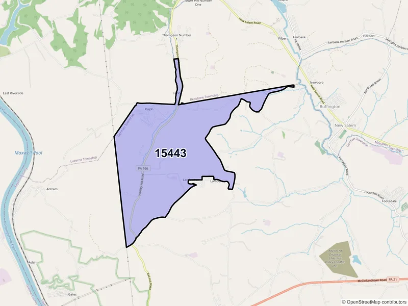 Map of Hibbs, Pennsylvania and ZIP codes