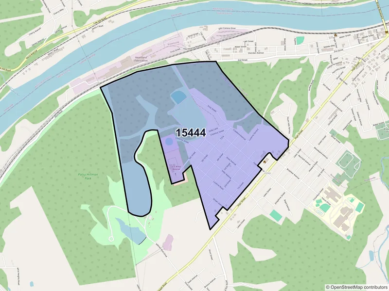 Map of Hiller, Pennsylvania and ZIP codes