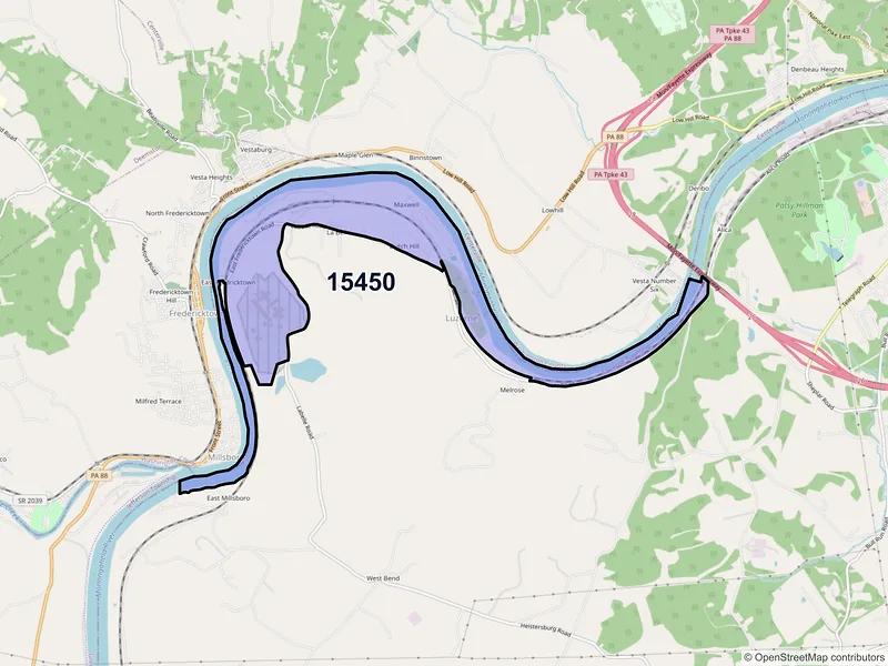 Map of La Belle, Pennsylvania and ZIP codes